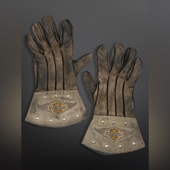 ⚡️HARLEY-DAVIDSON⚡️ Vintage Leather/Studded Guantlet Motorcycle Gloves - Picture 3 of 14